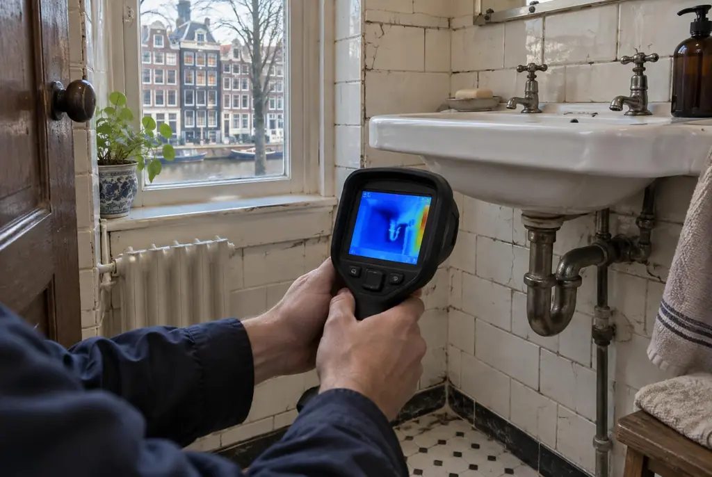 Lekdetectie Capelle aan den IJssel – badkamer met oude leidingen achter de tegels