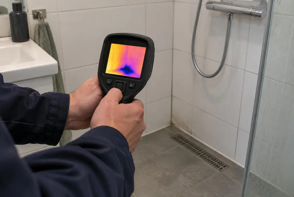 Lekdetectie Capelle aan den IJssel – lekdetectiespecialist met warmtebeeldcamera in een badkamer